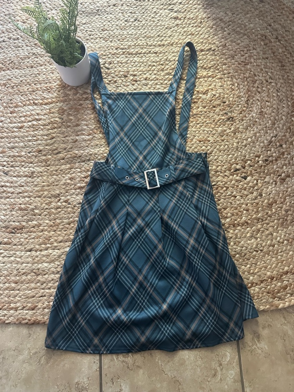 PLAID MINI OVERALL DRESS